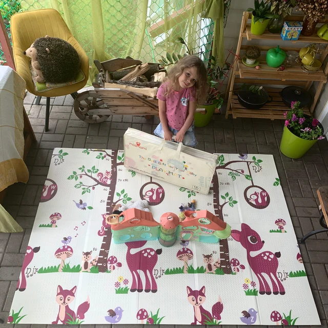 Miamumi Foldable Baby Floor Play Mat Children's Carpet Kids Sport Rug Activity Foam Puzzle Dinosaur Bear Fox Crawling Pad Safety 5
