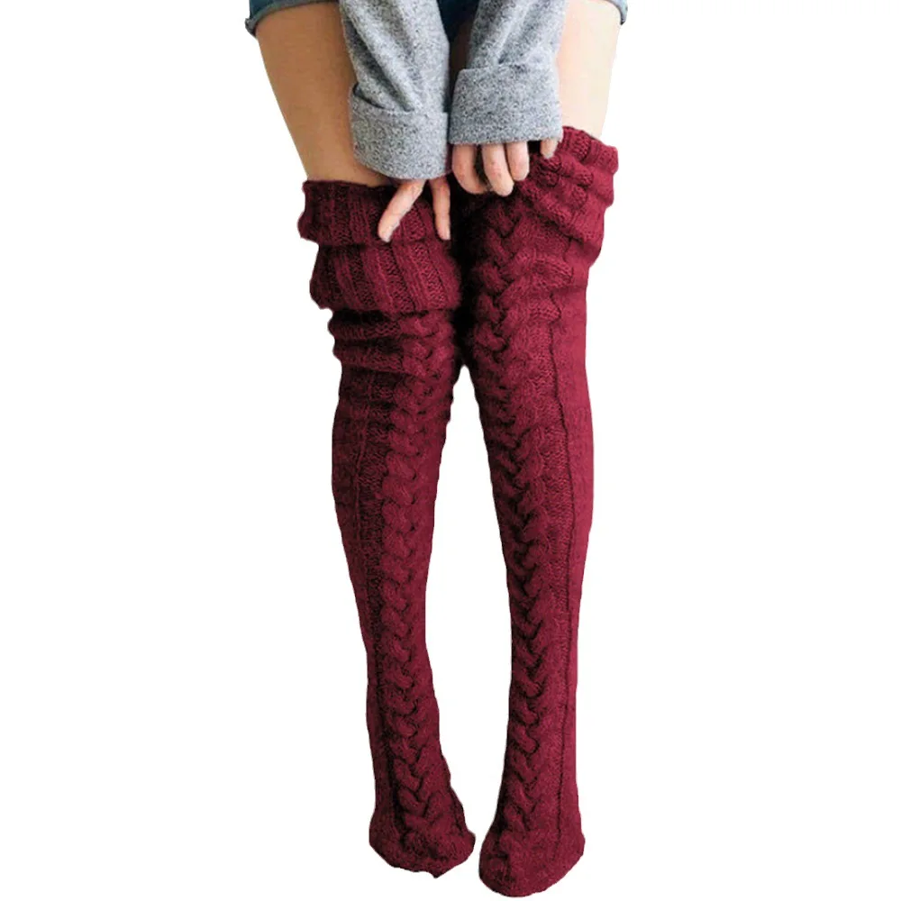Women's Thigh-High Wool Blend Fashion Socks - Cozy Solid Color Autumn Essentials
