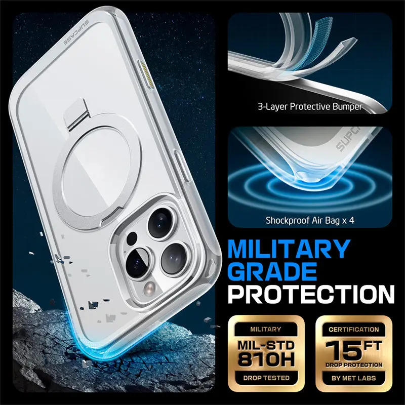 SUPCASE For iPhone 16 Pro Max Case with Camera Control Capture Button UB Mag Stand Series Slim Clear Magnetic MagSafe Phone Case 6