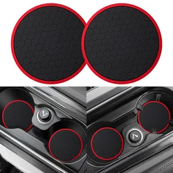 Luminous Carbon Fiber - Style TPU Car Coaster - Washable with Honeycomb Design (Red honeycomb)
