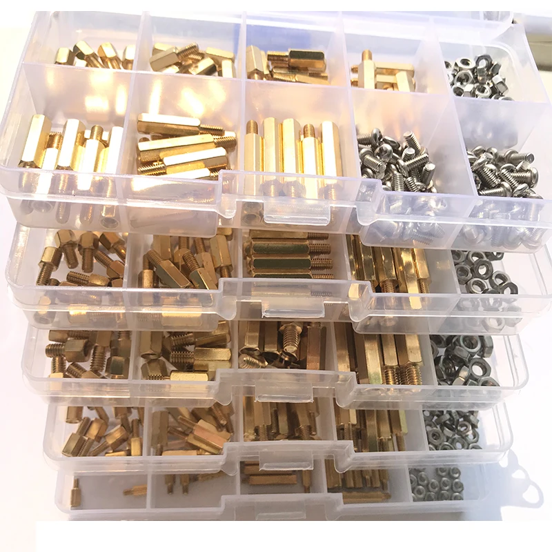 M2 M2.5 M3 M4 Hex Brass Standoff PCB Motherboard Spacer with Stainless Steel Cross Round Head Screw and Nut For PCB Assortment