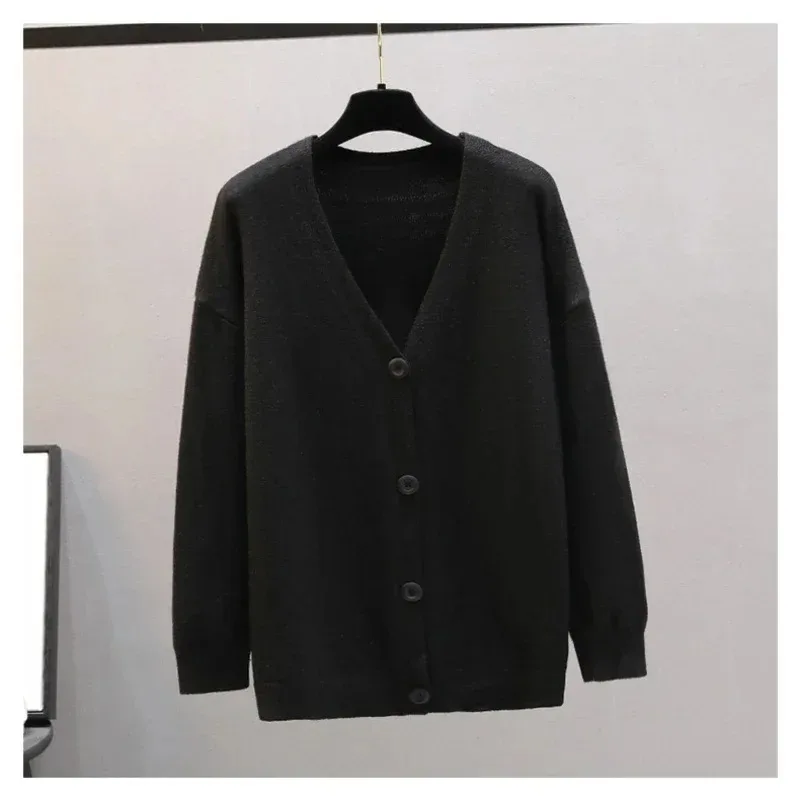 Fashion New Korean Women's V-neck Long-sleeved Cardigan Sweater Elegant Single-breasted Casual Women's Top Cardigan Mujer