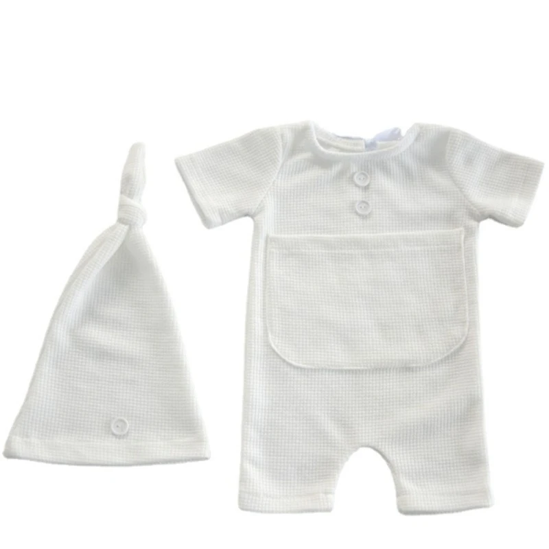 

Photography Suit Baby Birth Costume Romper Newborn Short-sleeved Jumpsuits with Hat Photography Props Outfits 40JC