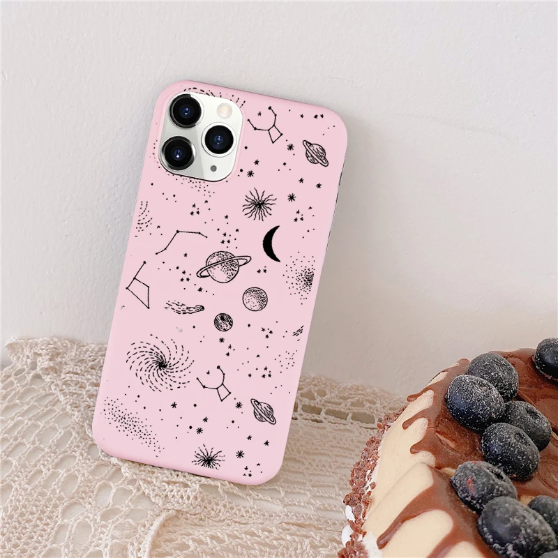 Adorable Celestial Space-Themed Shockproof Phone Case – Moon, Stars, and Planets Design