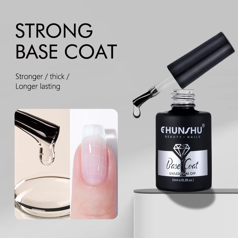 CHUNSHU 10ML Strong Base Coat Long Time Lasting Base Gel Nail Polish Transparent Fast Dry Nail Primer Prep Manicure Tools