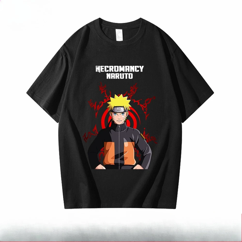 Naruto Trendy Black Children's Summer Anime Graphic Cotton T-shirt