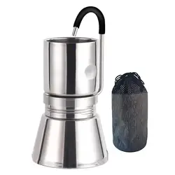 BRSTC05 Stovetop Espresso Maker Camping Coffee Distiller Maker Stainless Steel Moka Pot Coffee Maker For Camping Accessories