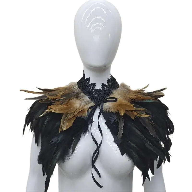 9 Color Luxury Feather Choker Gothic Clothes Accessories Party Cosplay Feather Fur Shawl Scarf Women Halloween Decor Pro Wrapm