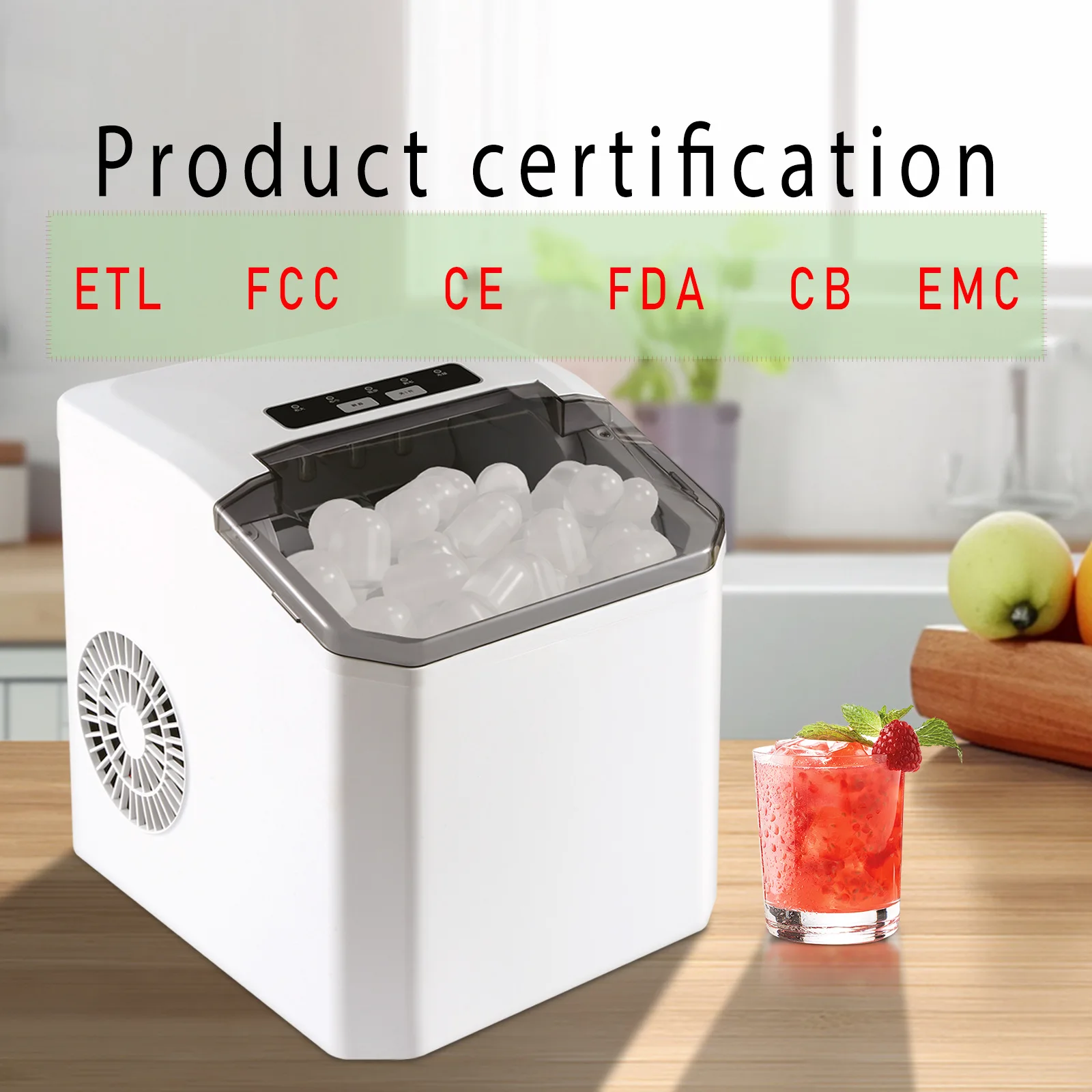Countertop Ice Maker Machine Portable Ice Makers Countertop Make 12kg ice in 24 hrs Cube Ready in 6-13 Mins