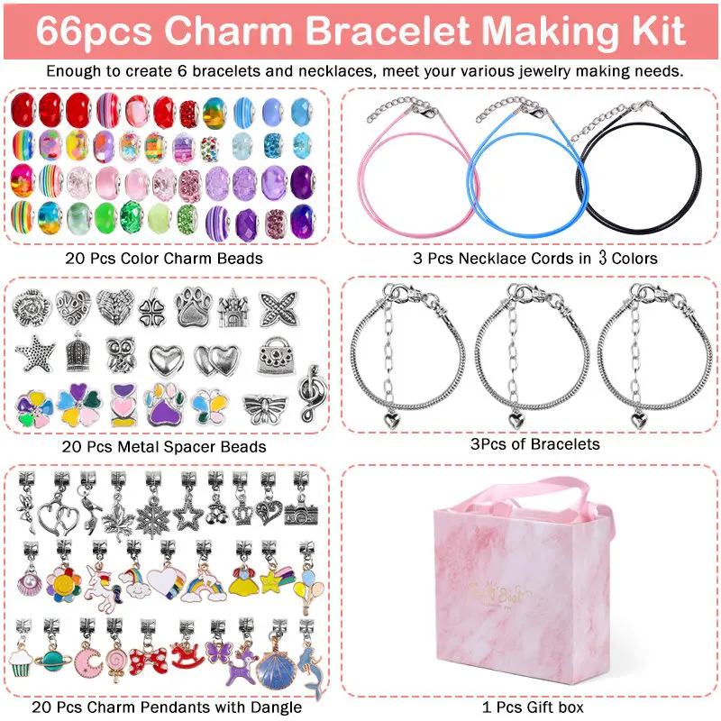 Kids Charm Bracelet Making Kit  Bracelet Making Kit Girls - Bracelets Kit  Beads - Aliexpress