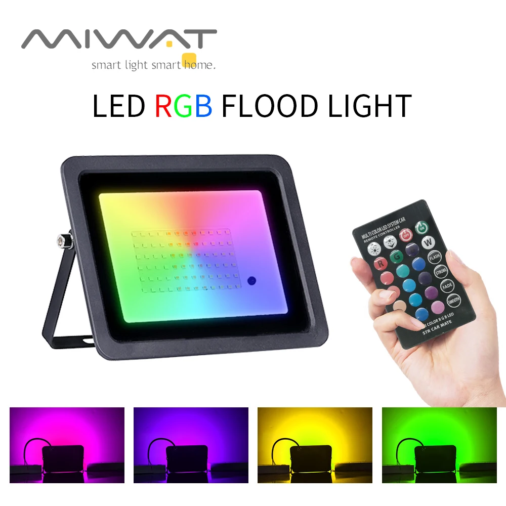 RGB 홍수 빛 100W 50W 30W 20W RGB 반사판 IP68 방수 LED 스포트라이트 110V/220V 프로젝터 램프 야외 ..