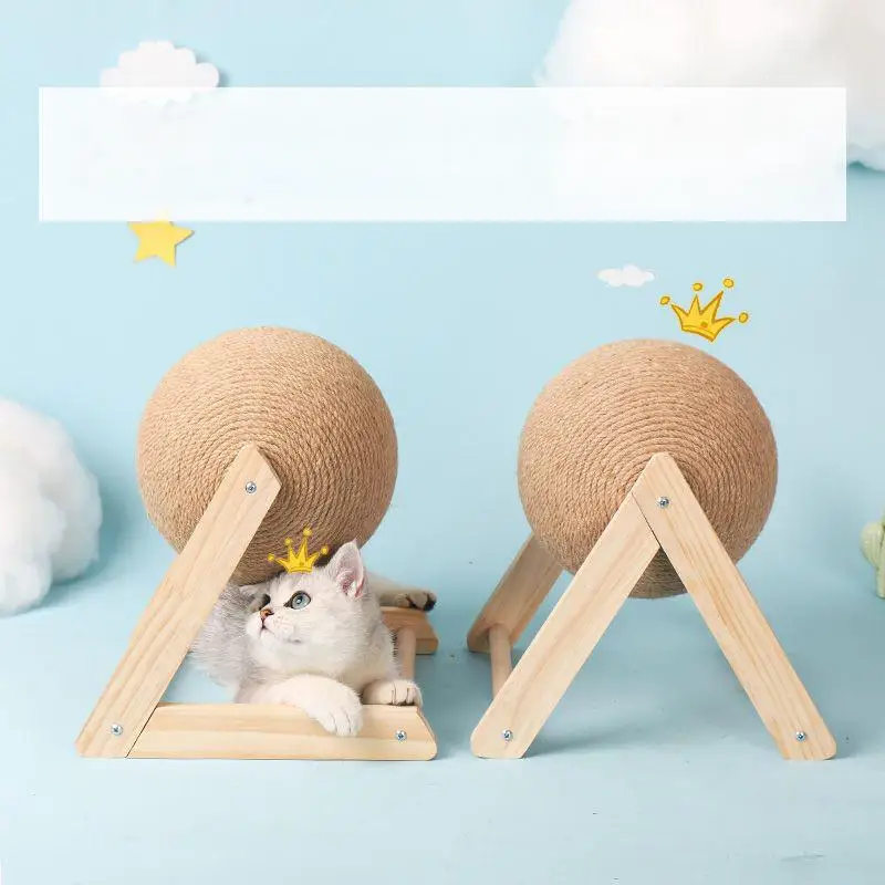 Cat Toy Cratchers Ball Sisal and Wood Stable Triangle Indoor Scratching Stuff