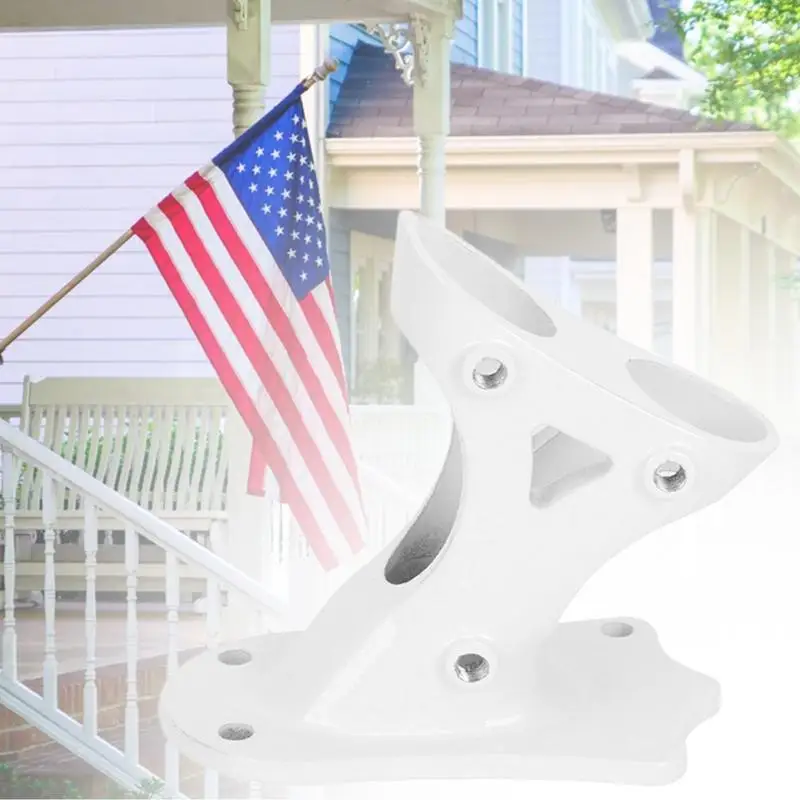 Flag Mount For House Heavy Duty Holder Double-Hole Flag Pole Base Metal Base Stand Heavy Duty Wall Mount For Outdoor Use
