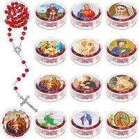 12 chapelets catholiques en bois, cadeaux religieux, chapelets sacrés avec boîtes cadeaux pour la prière, hommes et femmes 1