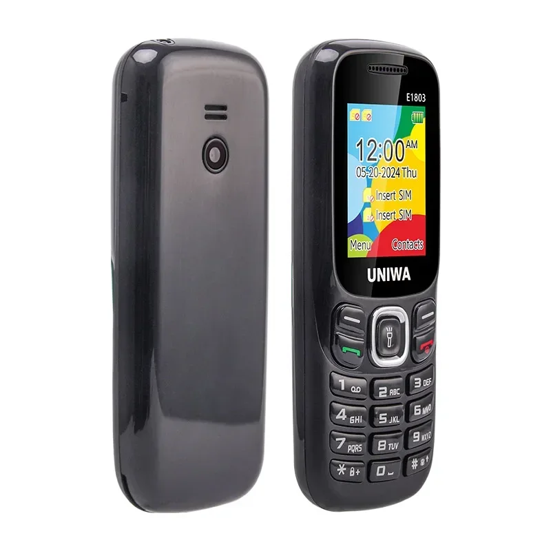 UNIWA E1803 2G Low Price Slim GSM Mini Mobile Phone Dual SIM T9 Keypad 800mAh Battery Wireless Radio Flashlight Phone For Elder