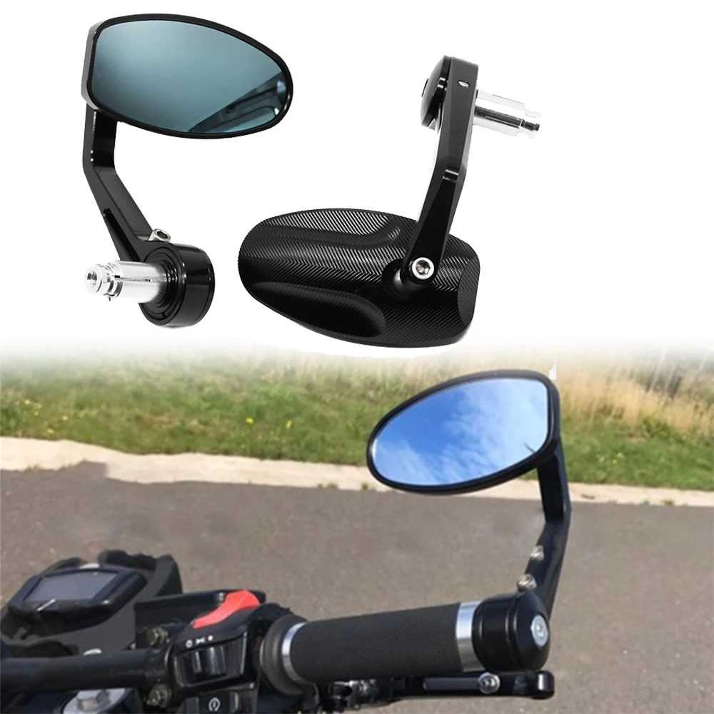2pcs Black 7/8" Handlebar End Mirrors Oval Custom Classic Side Mirrors For Triumph Speed Triple