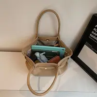 Sacs à main de luxe en cuir PU pour femmes, sacs à bandoulière sous les bras à motif litchi, couleur unie, fourre-tout de grande capacité, fourre-tout de voyage 4