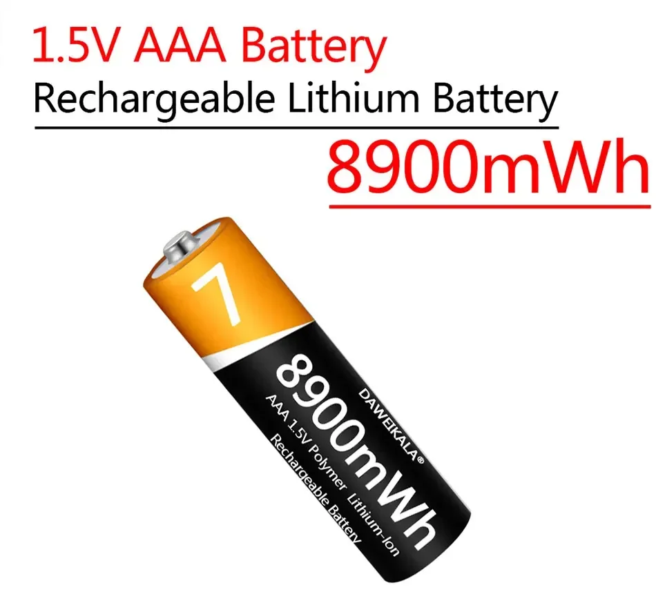 

1.5V rechargeable AAA battery, 8900MWh lithium-ion battery remote control AAA battery mouse small fan electric toy+free shipping