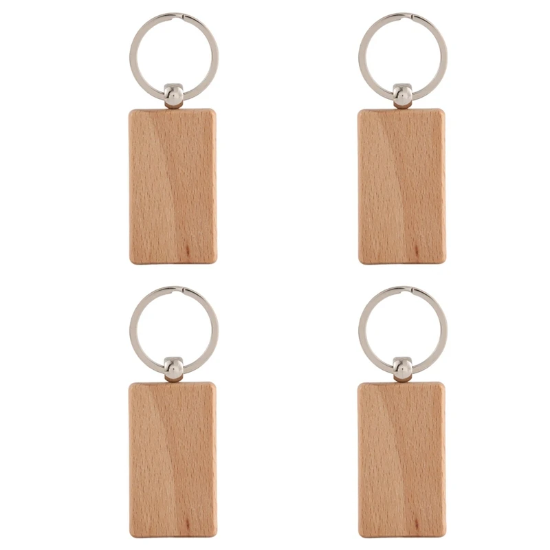 

400 Blank Wooden Keychain Rectangular Engraving Key ID Can Be Engraved DIY