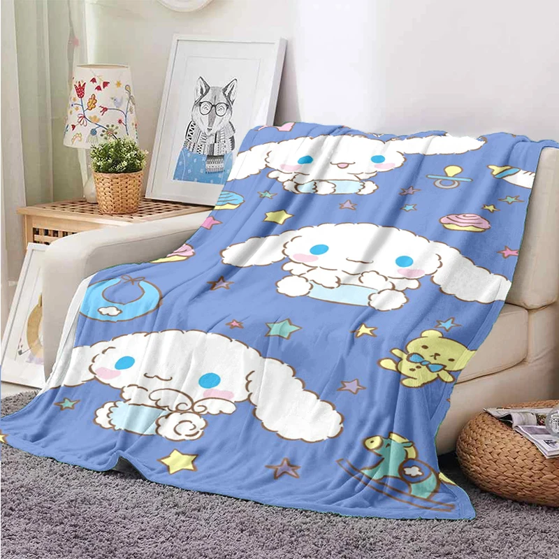 

3D Print Cute Cartoon C-Cinnamoroll Blanket Bed Couch Chair Bedroom Flannel Blankets Soft Warm Kids Travel Blankets Home Decor