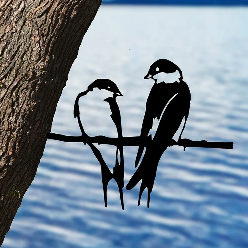 Woodpecker Metal Art Bird Statues Outdoor Garden Backyard Branch Animal Decoration Simulation Silhouettes Ornament | Дом и сад