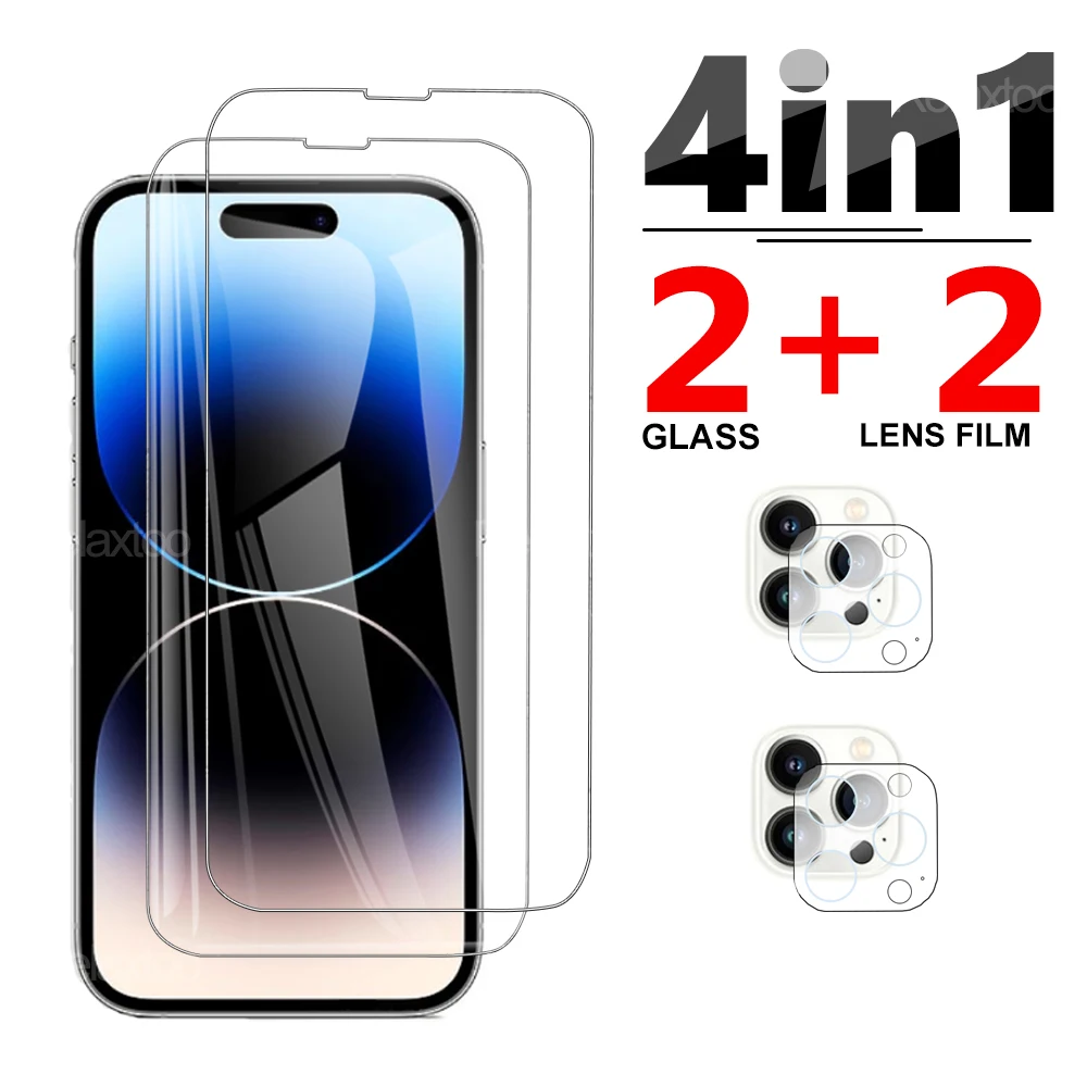 4in1 For Iphone 14 Pro Tempered Film For 13 12 11 Max Plus Screen