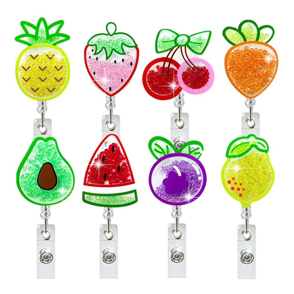 

Acrylic Quicksilver Fruit Retractable Students Doctor Nurse Badge Reel Keychains Clips For Id Name Card Holders Acc Office Suppl