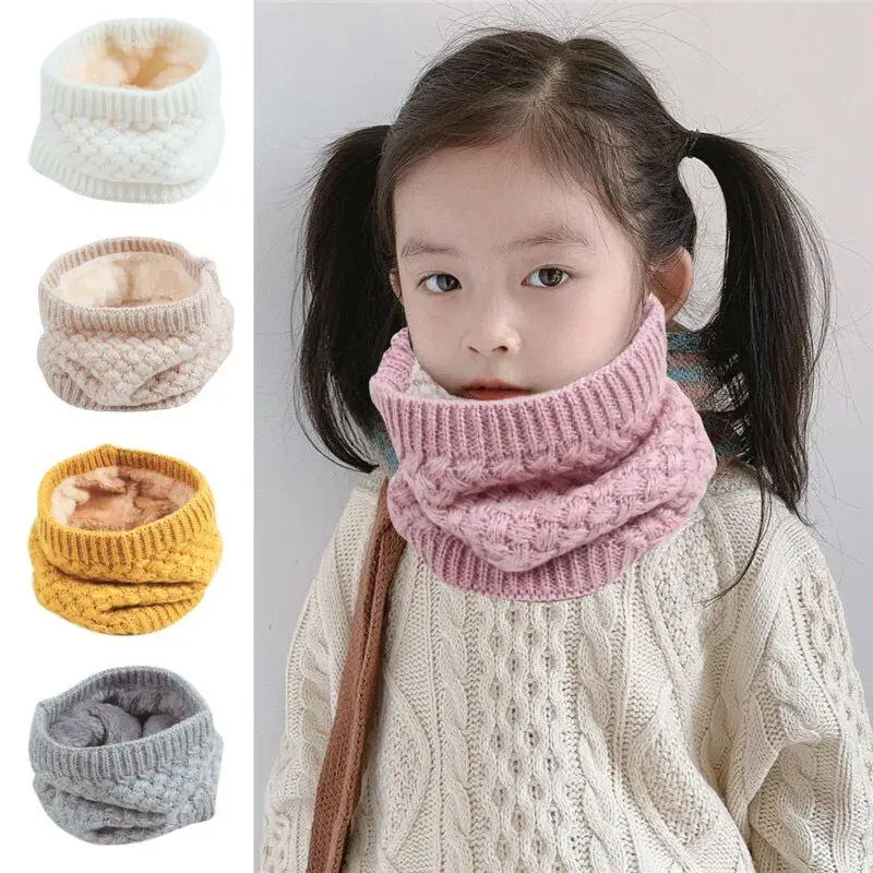SALE! Knitted Fleece Lined Neck Warmer Kids Cold Weather Thick Neck Collar Children Windproof Ski Face Mask Cover For Boys Girls