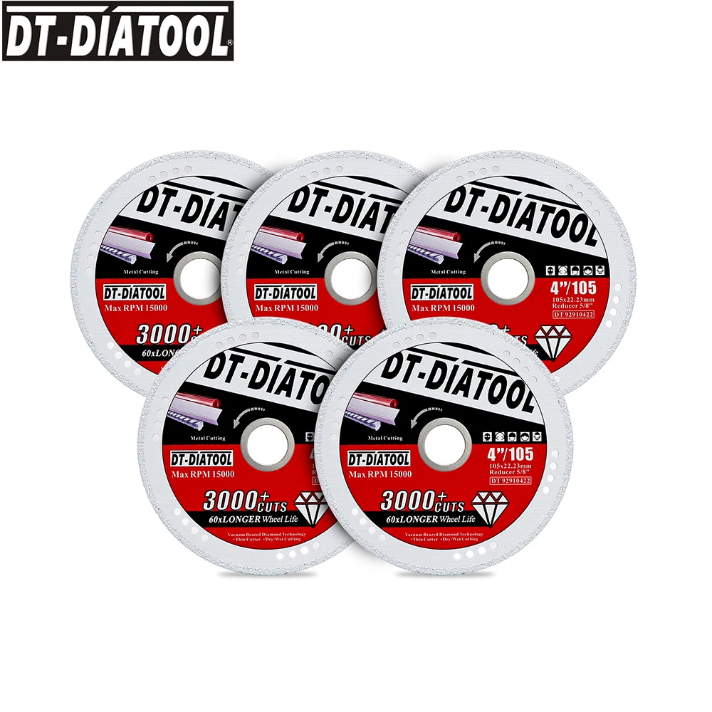 DT-DIATOOL 1/3/5pcs Dia 4/105mm Diamond Saw Blade Metal Cutting Disc Diamond Cut-off Wheel for Angle Steel Tube Iron Rebar ezarc diamond cutting wheel 3 x 3 8 inch 4 1 2 x 7 8 inch for metal cut off wheel with 5000 cuts on rebar steel iron inox