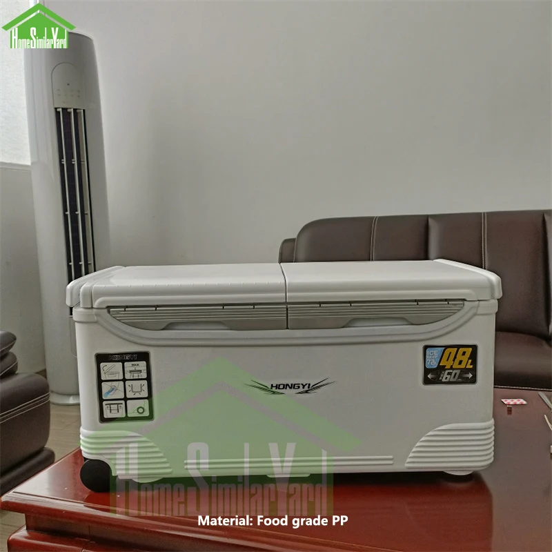 32L 48L Camping Cooler Box Picnic Fishing Large Painting Keep Cold Trolley Box 24-72H High Performance Insulation Food Storage
