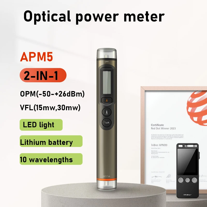 

APM5 TriBrer Mini 3 in 1 Fiber Power Meter -50+26dBm Visual Fault Locator Optical Power Meter Cable tester OPM LED VFL 15/30MW