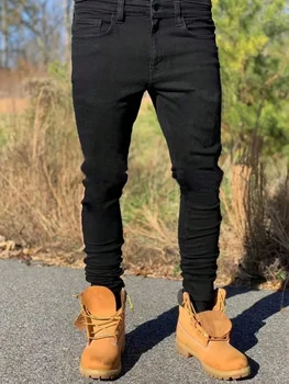 Urban Style Men’s Black Skinny Pants - Mid-Rise Stretch Tapered Fit for Night Out & Office Casual Look 1