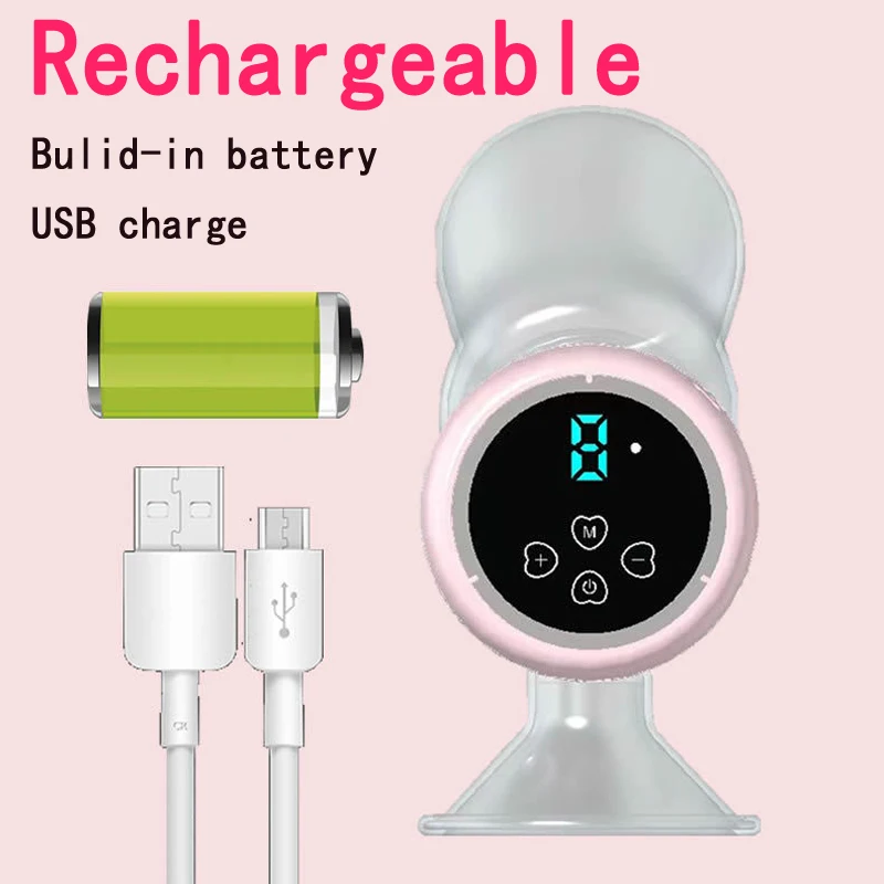 Electric Breast Pump with LED Screen, Milk Puller for Breastfeeding, Low Noise, Milk Bottle, BPA Free, 180ml