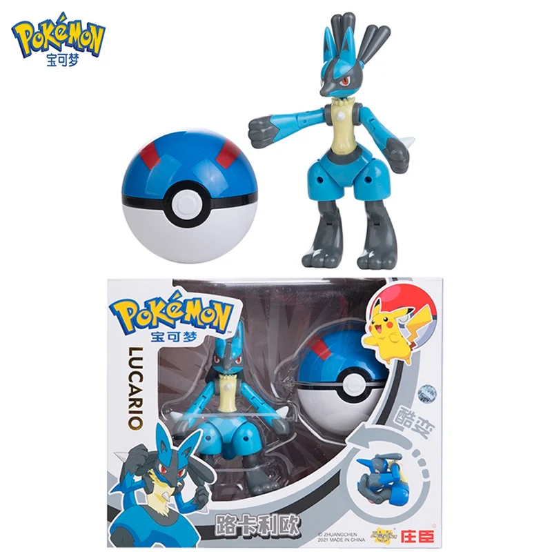 Genuine Original Box Pokemon Anime Deformation Figures Pikachu Charizard Pocket Monster Pokeball Action Model Toy Regalo Per Bambini