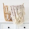 Newborn Baby Tassel Receiving Blanket  Muslin Cotton Baby Blankets Infant Fringe Swaddle Blanket Babies Sleeping Quilt Bed Cover 5