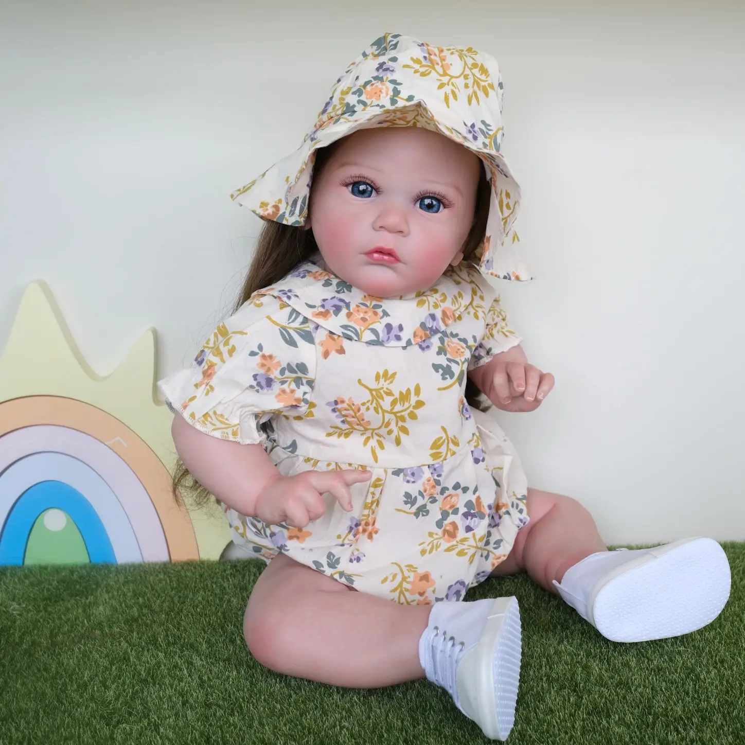

60 CM 3D Paint Skin Cloth Body Silicone Reborn Girl Baby Doll Toy Lifelike Girl Toddler Huge Hand Made Fat Big Art Bebe