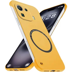 Magnetic Slim Frameless Phone Case - Matte Anti - Scratch Hard PC Cover, Shockproof Armor - Xiaomi Mi 11X Pro (Yellow)