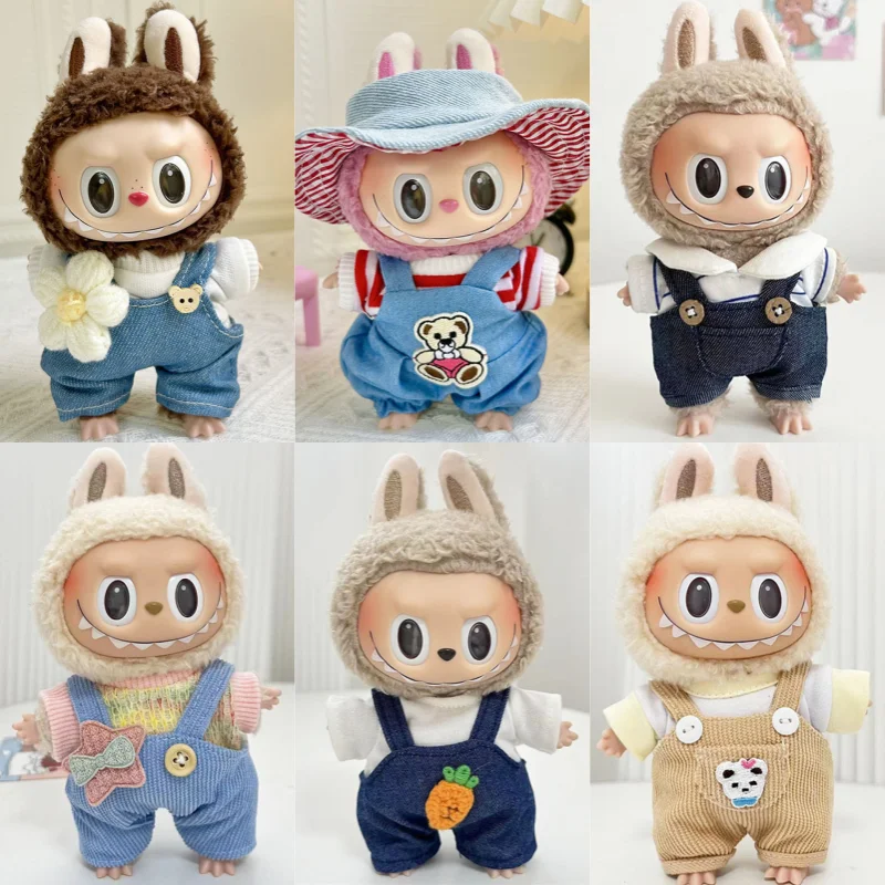 17cm Plush Doll's Clothes 1/2/3 Pcs Set Outfit Accessories For Korea Kpop Idol Dolls Labubu Dolls Overalls Set Clothing Dresses doll clothes plush toy accessories