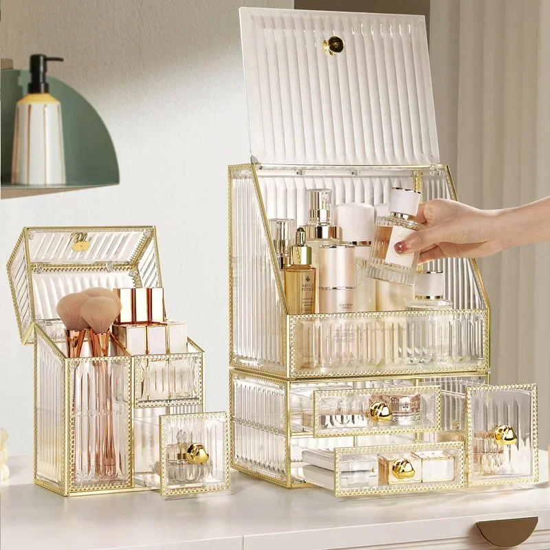Acrylic Cosmetic Jewelry Makeup Organizer Box Lipstick Brush Skincare Earring Watch Home Rack Storage Holder Large Capacity 3