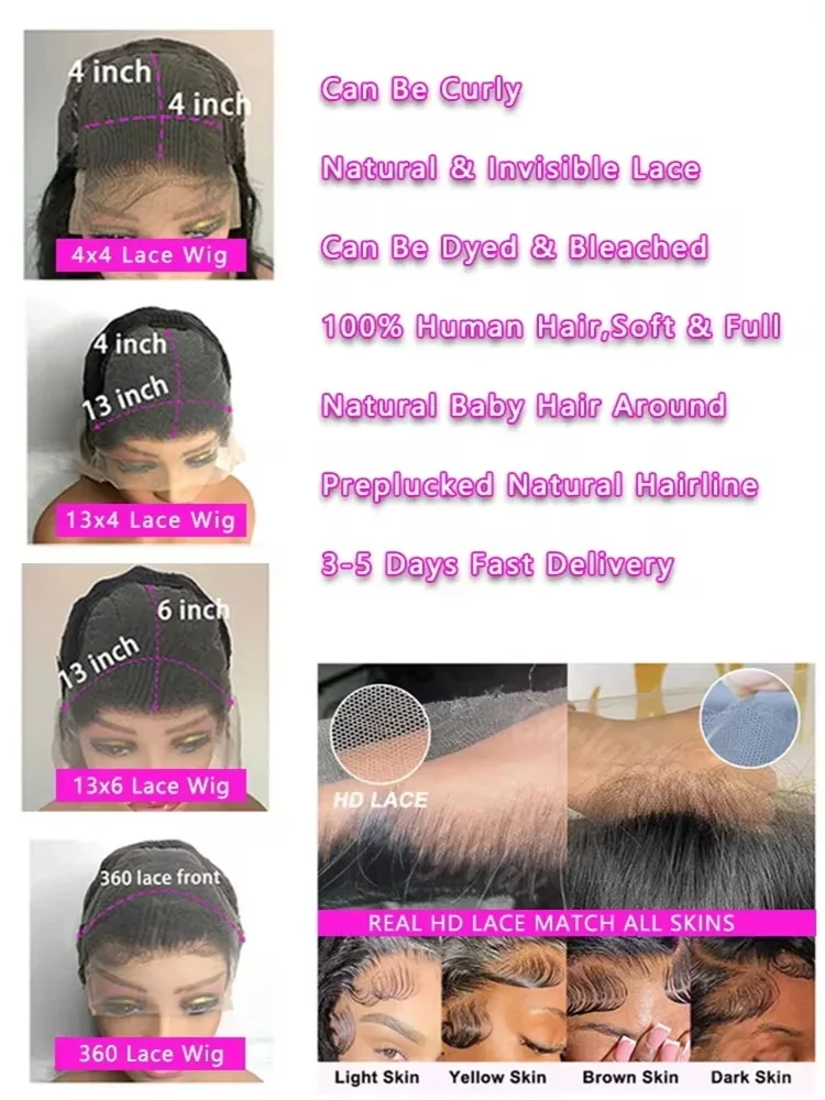 30 40 Inch 180 Density Lace Frontal Wig For Black Women Brazilian Human Hair 13x6 Bone Straight HD Transparent Lace Front Wigs 6