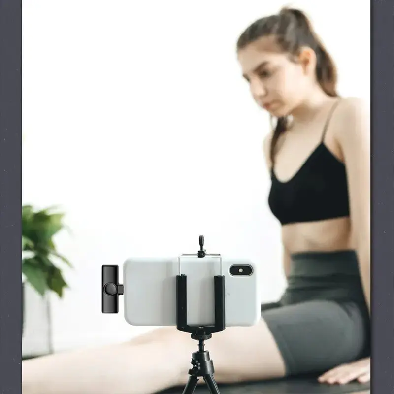 Microfono Lavalier professionale wireless doppio per iPhone, Android, cellulare, PC, microfono con asola_voghion.com