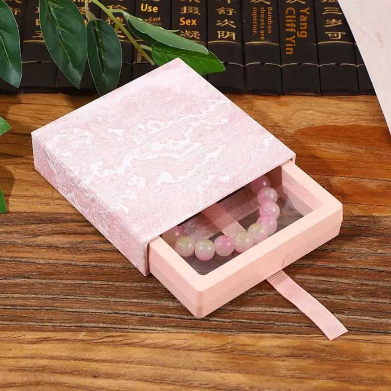 Ausziehbare Schmuckschatulle, schwebende Schublade, Schmuckvitrine, Armband, Halskette, Ringhalter, Verpackungsboxen – Detail 9