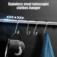 Wardrobe Rail Extendable Clothing Rail 56-100cm Stainless Steel Clothes Rod with End Sockets Screws Adjustable Closet Rail Pole 2