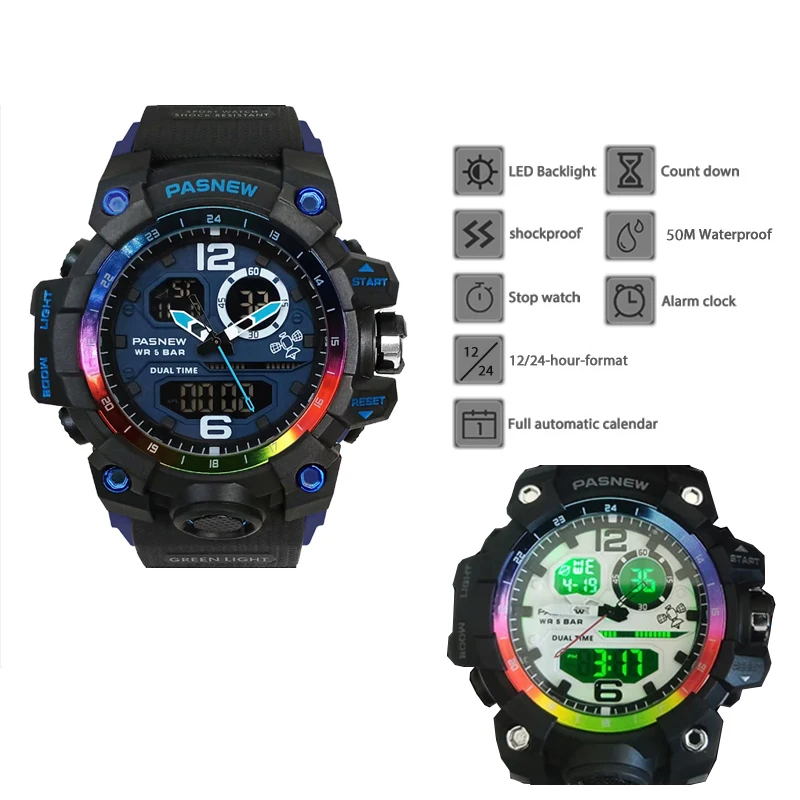 Original Waterproof Men Digital Watches Large Dial Silicone Led Electronic Hand Clock Boy Casual Outdoor Sport Wristwatches Male