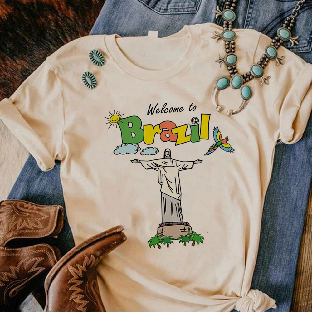 

Brazil Flag tshirt women Y2K tshirt girl comic designer manga clothes