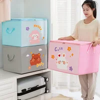 Cube Folding Toys Storage Box Kids Toys Organizer Box Felt Cloth Fabric Storage Basket for Cartoon Animal Nursery Toy Bins 2