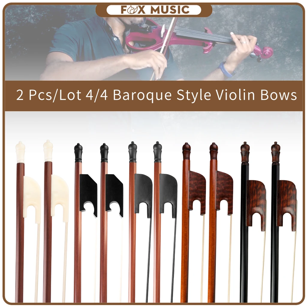 

2pcs/1lot Baroque Style Violin Bows 4/4 Snakewood/Brazilwood/Carbon Fiber Bow White/Black Mongolia Horsehair Fast Response