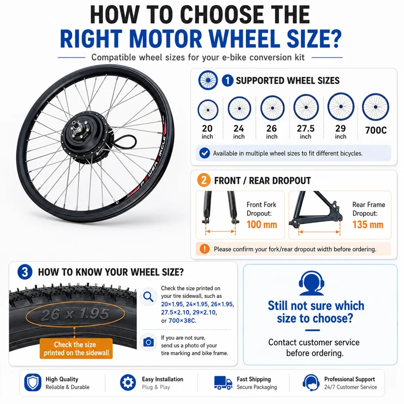 Ruota per Bici Elettrica 20 pollici-700c con Motore Brushless da 36V 48V 250W 350W 500W, Ruota Anteriore e Posteriore per Bici Elettrica da Cross MTB - immagine 5