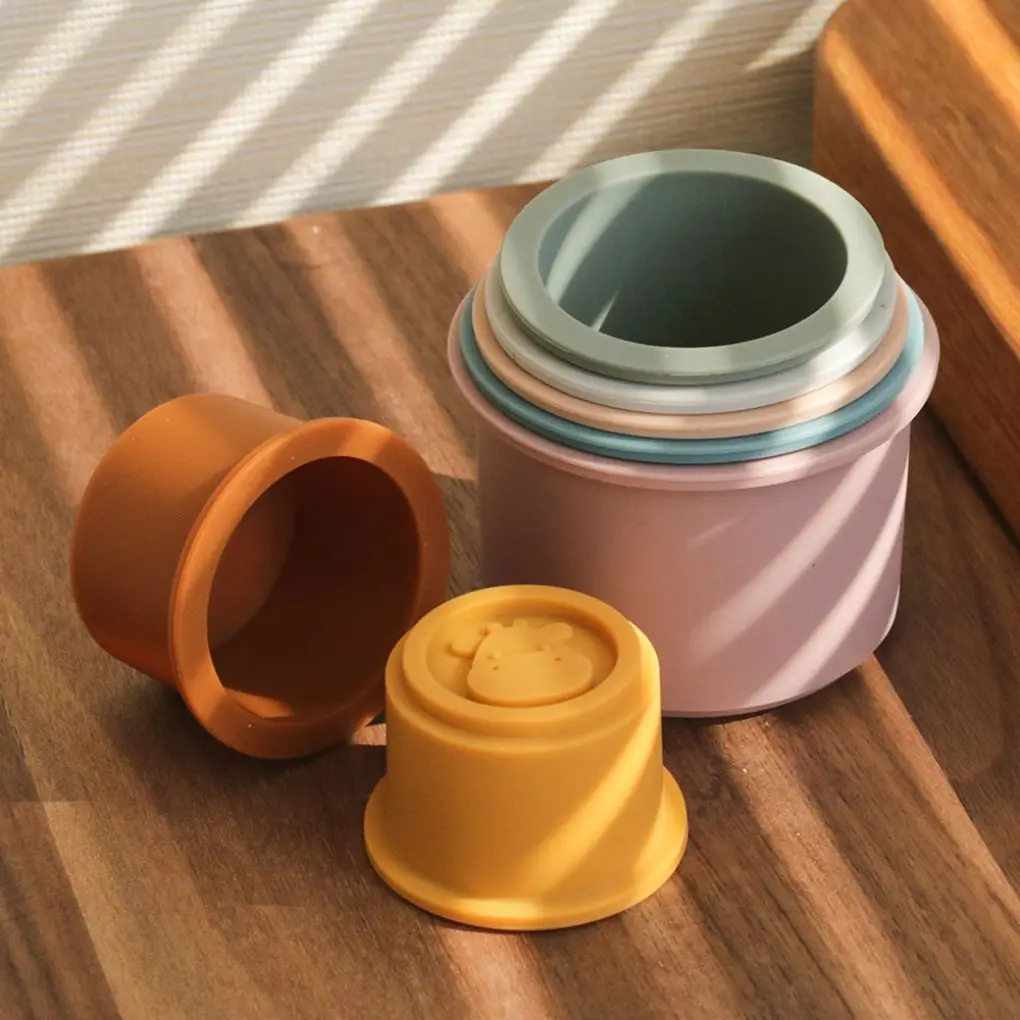 7Pcs Baby Stacking Cups Toy Silicone Education Building Blocks Toys Stacking Cup Montessori Toys Educational Hourglass