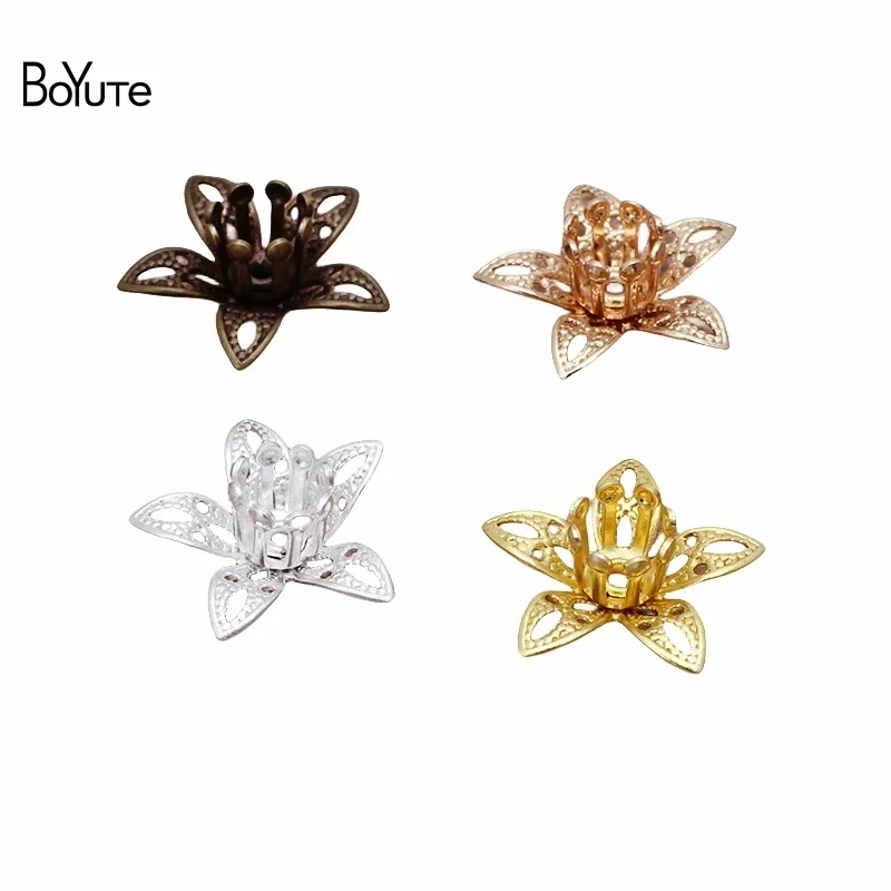 

BoYuTe (100 Pieces/Lot) 14MM Two-Layer Metal Brass Flower Filigree Materials for Crown Tiara Jewelry Making